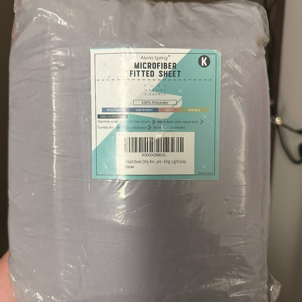 Fitted Microfiber Grey Sheet - King
